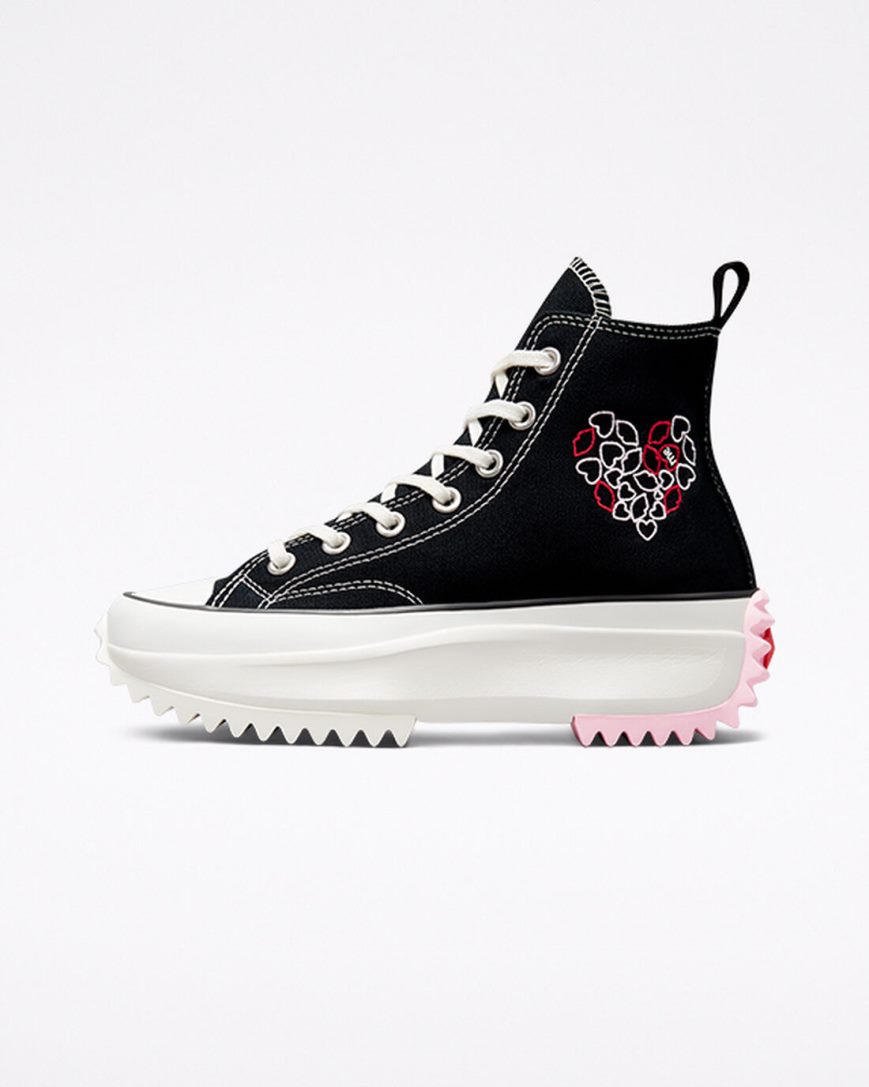 Topanky Na Platforme Converse Run Star Hike Embroidered Hearts Vysoke Damske Čierne Červené | SK IANKG0